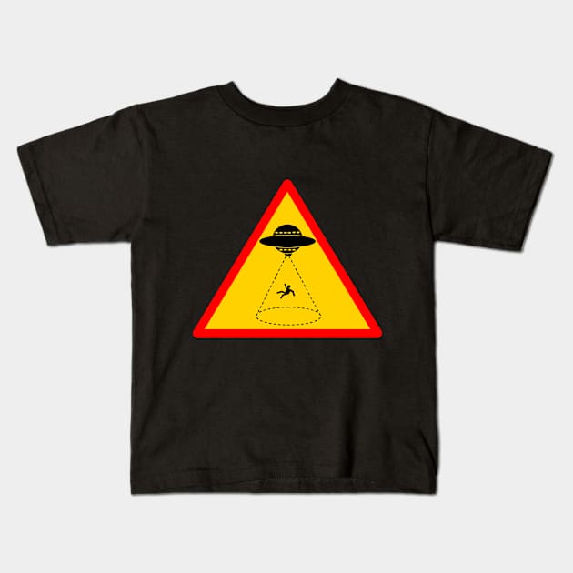 UFO Road Sign Kids T-Shirt by GoshaDron